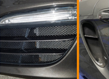 Complete draadgaasset voorbumper en zijrooster Porsche 981 Boxster
