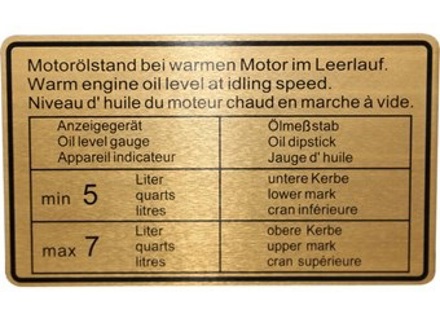 Sticker Motoroliepeil. Porsche 911 / 914 SPM - 90100650401 - 1601501206