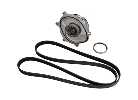 水泵、皮带和恒温器套件。适用于保时捷 981 Boxster / Cayman / 保时捷 991.1 - 0PB121035A, 9A110221800, 0PB903137A, 9A110222602, 9A110622603, 9A712111000, 9A110655900, 0PB121688