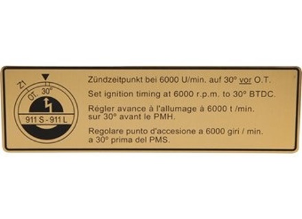 Adesivo Temporizzazione Accensione Porsche 911L / 911S - 90100651000 - 1601501706 Adesivo Temporizzazione Accensione Porsche 911L / 911S - 90100651000 - 1601501706