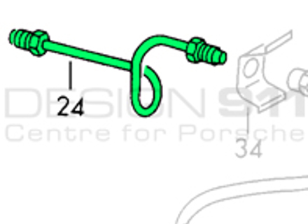 Pinza anteriore a tubo flessibile del freno, DESTRA. Porsche 911 65-68 - 90135560400, 90135560401, 90135560402, 90135560403 Pinza anteriore a tubo flessibile del freno, DESTRA. Porsche 911 65-68 - 90135560400, 90135560401, 90135560402, 90135560403