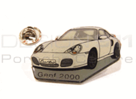 Speldbadge 'Porsche 996 Turbo - GENF 2000' Wit