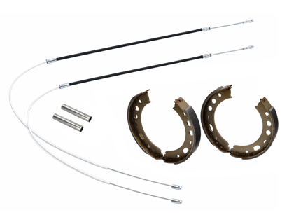 Handremkabel, geleidingsbuis en remschoenenset. Porsche 996 - 99642414110, 99735299304