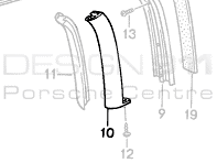 Cabriolet Hood (B) Pillar Seal, LEFT side. Porsche 944 - 94156151711, 94156151811, 94156151810, 94156151710 Cabriolet Hood (B) Pillar Seal, LEFT side. Porsche 944 - 94156151711, 94156151811, 94156151810, 94156151710