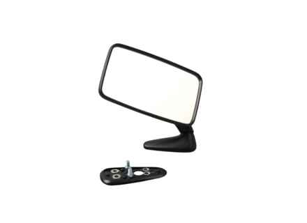 Rechthoekige buitenspiegel in zwart. GROOT. Porsche 911 1974-77 - 91173101407, 91173101307, 91173101301, 91173101410, 91173101310 - MRS11.1.103 R, MRS11.1.103 L