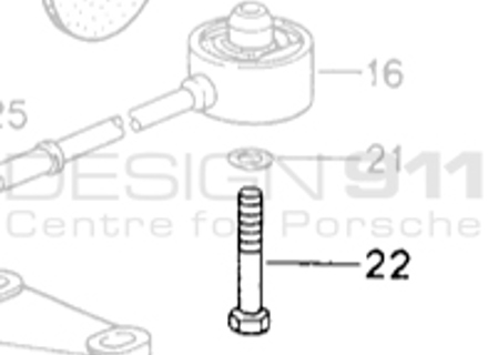Perno de cabeza hexagonal del soporte de la caja de cambios. Porsche 993 C2 - 90008203409