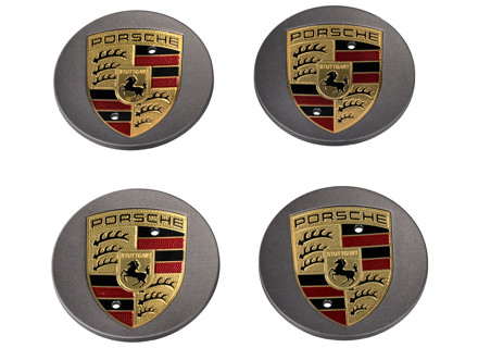 Enjoliveurs de roue en platine avec écusson coloré pour Porsche Macan (jeu de 4) - 00004460514, 00004460714 Enjoliveurs de roue en platine avec écusson coloré pour Porsche Macan (jeu de 4) - 00004460514, 00004460714